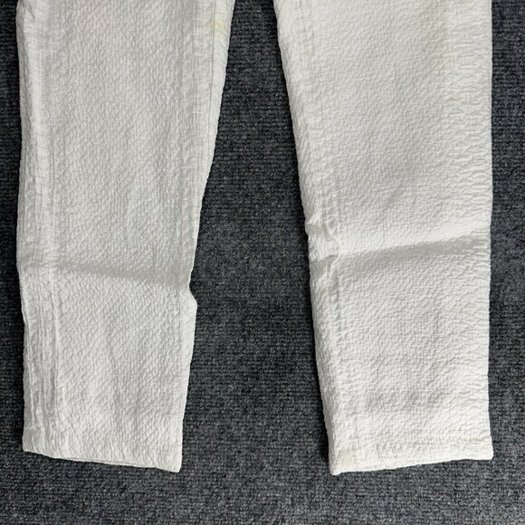 Monoprix Femme Pants Womens 4 White Textured Cotton Lined Zip Fly Pockets - Picture 2 of 6